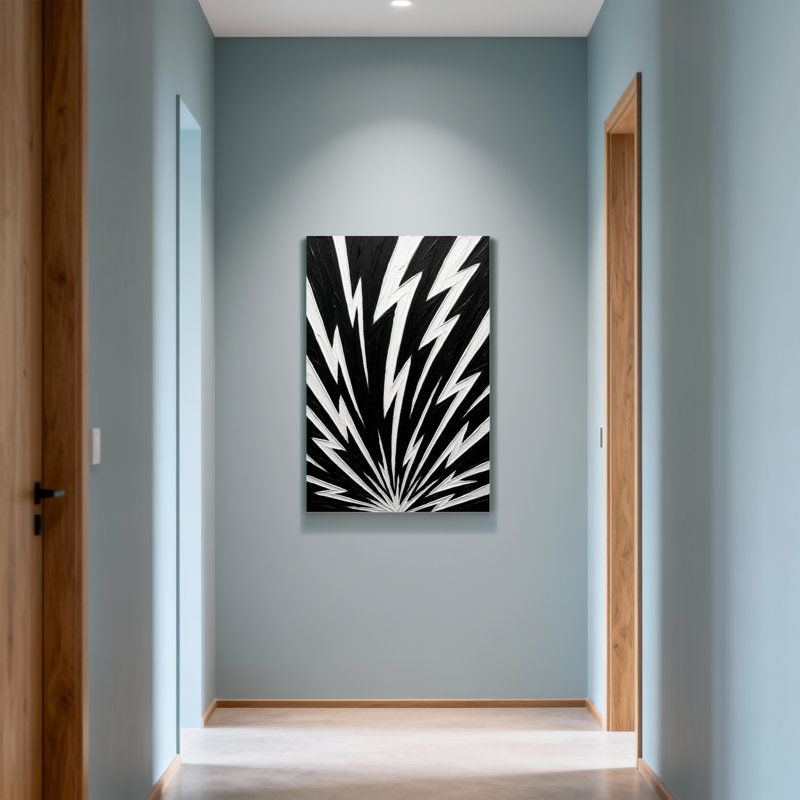 Motif d'éclair tendance noir et blanc, H 18 po x l 12 po