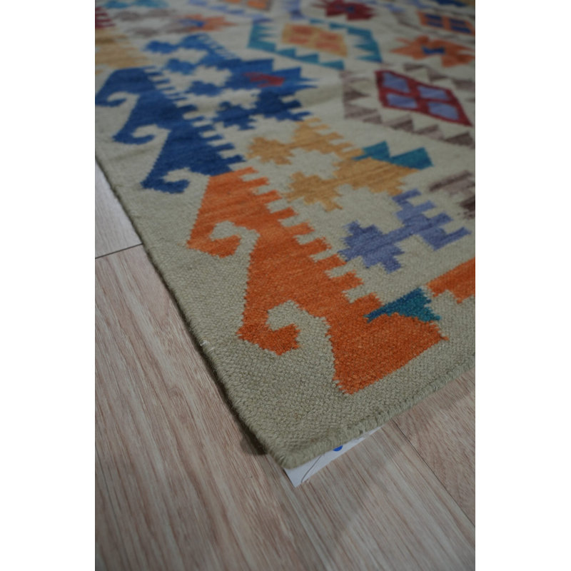 5x8 Multicolor Flat Weave Wool Diamond Constellations Geometric Modern Contemporary Carpet Rug