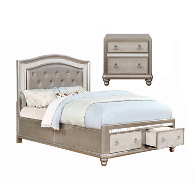 Ensemble de chambre à coucher 2 pièces avec table de chevet Willa