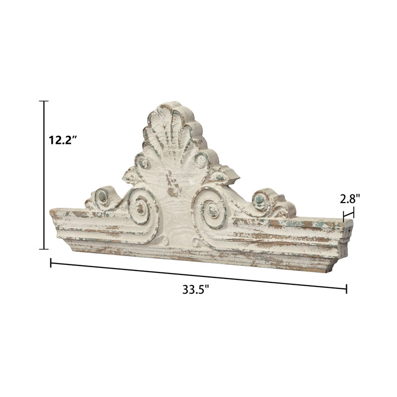 Décoration murale sculptée en bois blanc patiné 33 po, porte de campagne 33 po