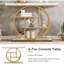 Console industrielle de 41,3 po, canapé d'entrée à 4 niveaux avec base circulaire, table d'appoint étroite moderne avec rangement pour le salon, le couloir, le vestibule, la finition blanche et dorée