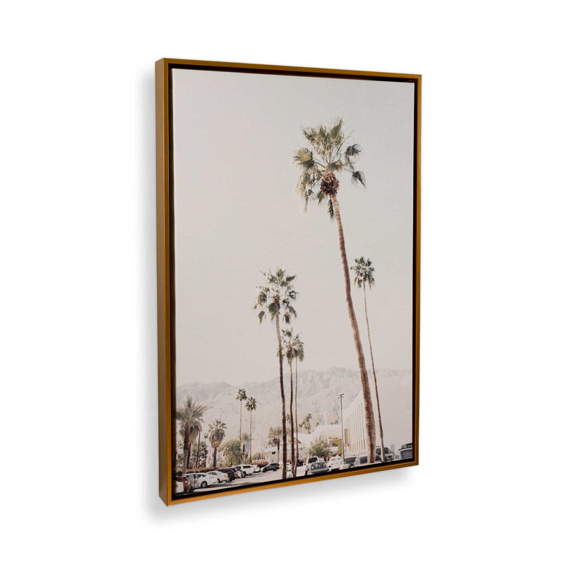 «Towering Palms», reproduction sur toile, H 12,75 po x l 8,75 po x P 1,75 po, Cadre flottant or poli