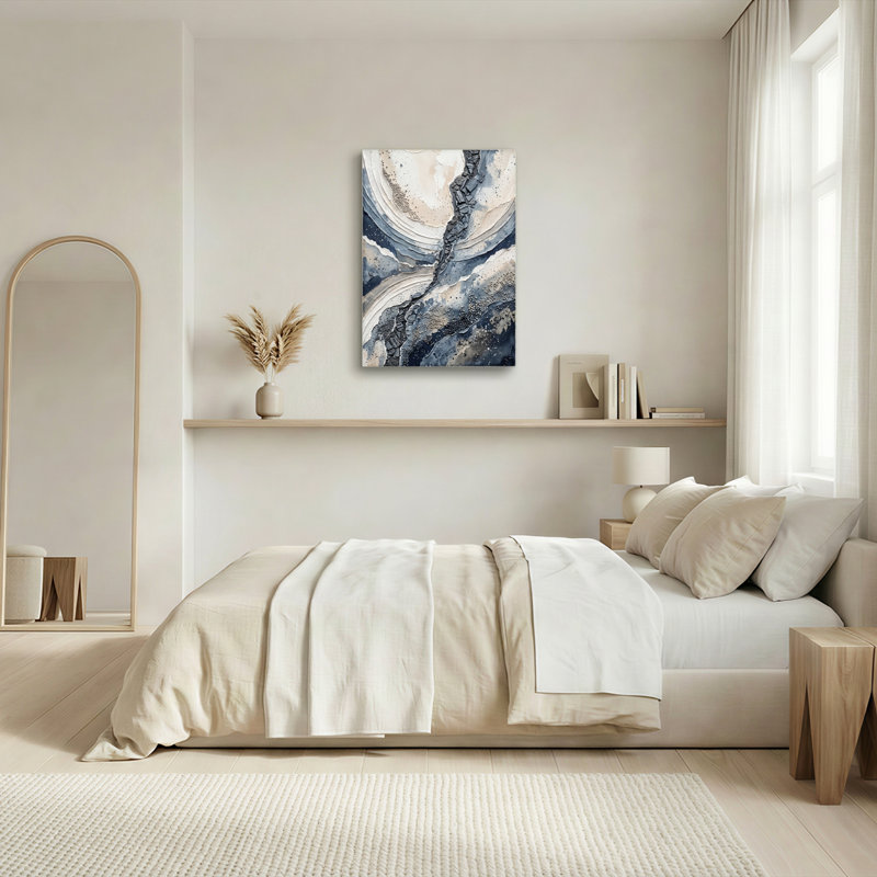 Abstrait art mural marbré sur toile, ensemble de 1, H 18 po x l 12 po, Toile tendue