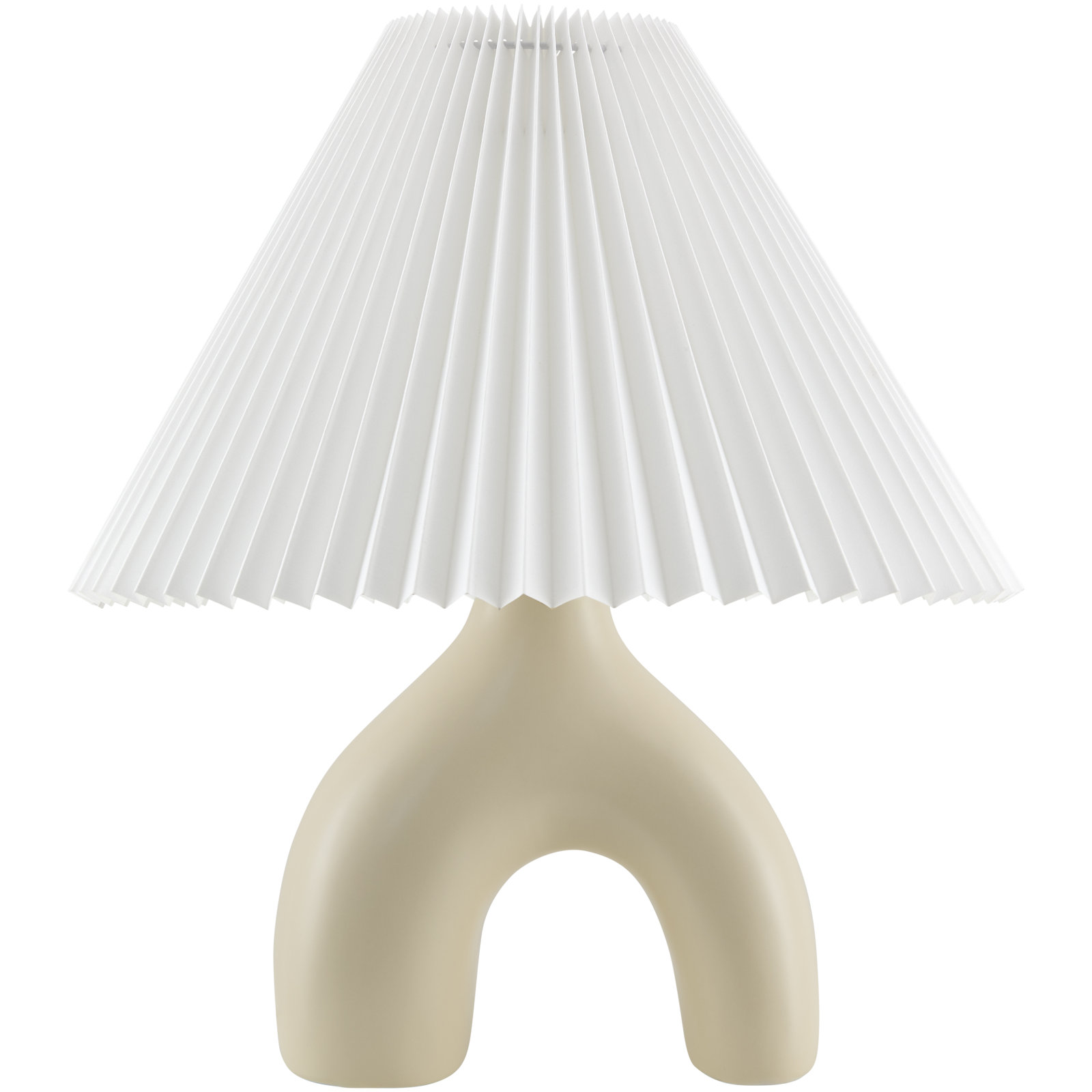 Celes Ceramic Table Lamp, White, Beige