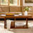 40 inch Solid Oak Wood Coffee Table With 2-Tier Storage（Load 300 Lbs）