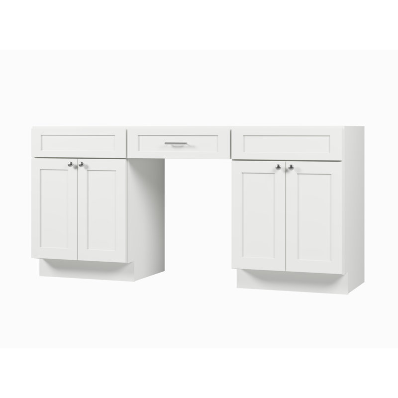 Ensemble de meuble-lavabo double 72 po avec bureau Disar, White