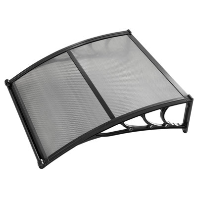 Awnings for Door Entrance, 38 x 40 in, Exterior Front Door Window Awnings with Drainage & ABS Bracket, Rain Snow Sun Protection, Overhang Polycarbonate Door Canopy for Porch Patio, Smoky Grey