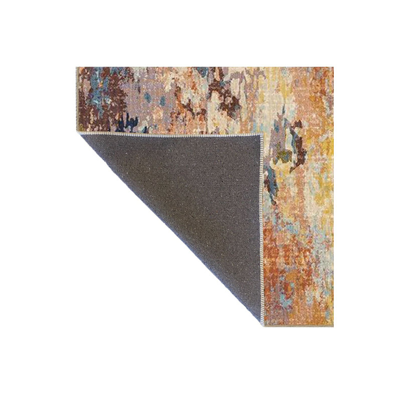 Tapis multicolore à motif abstrait et lavable à la machine, Carré 3 pi 3 po