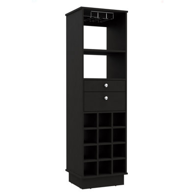 Classic Bar Cabinet, Two Drawers, Twelve Built-In Wine Rack