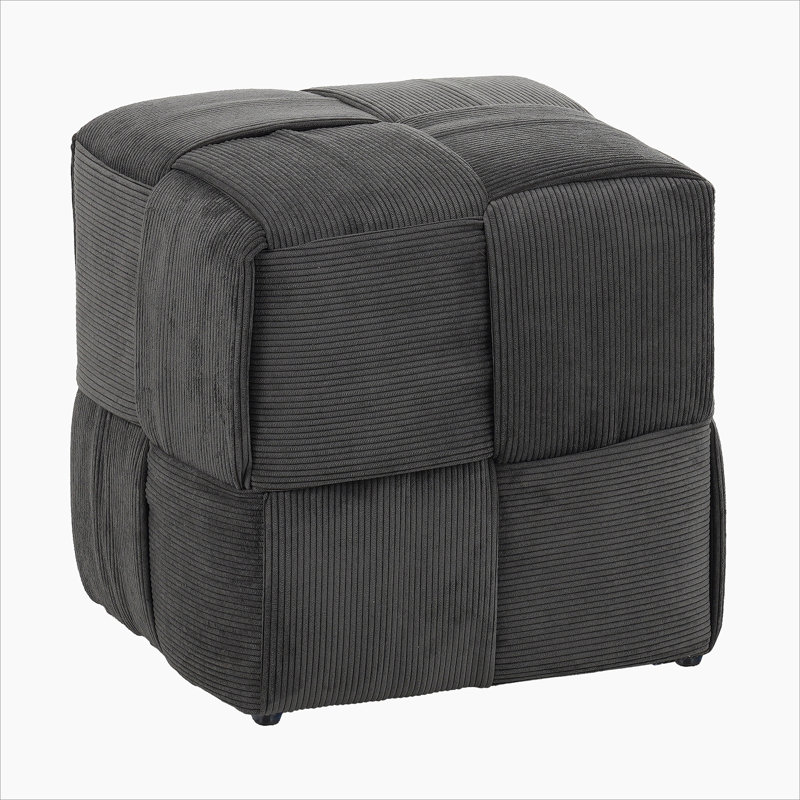 Ottoman Foot Rest Soft And Comfortable Ottoman Square Corduroy Woven Design Sofa Stool (Grey), Gray