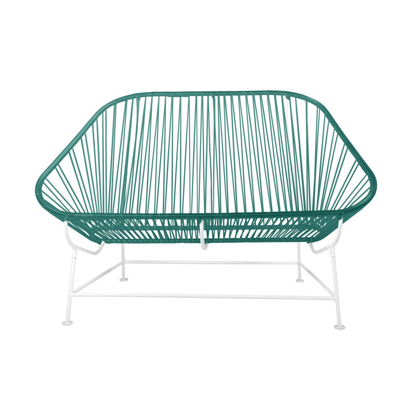 InLove Indoor/Outdoor Handmade Loveseat, Turquoise/White