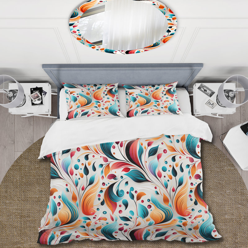 Minimalist Feather Paisley Pattern Duvet Cover, Twin Duvet Cover + 1 Standard Sham