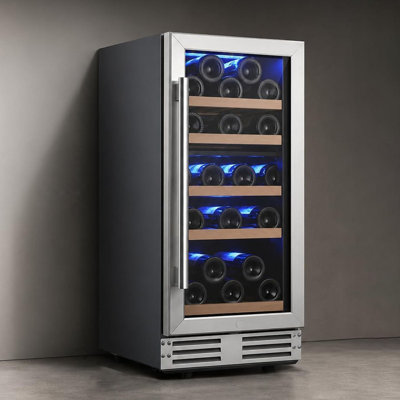 30-Bottle Dual-Zone Built-In Wine Fridge, 15-Inch Cooler with Low-E Glass & Lock