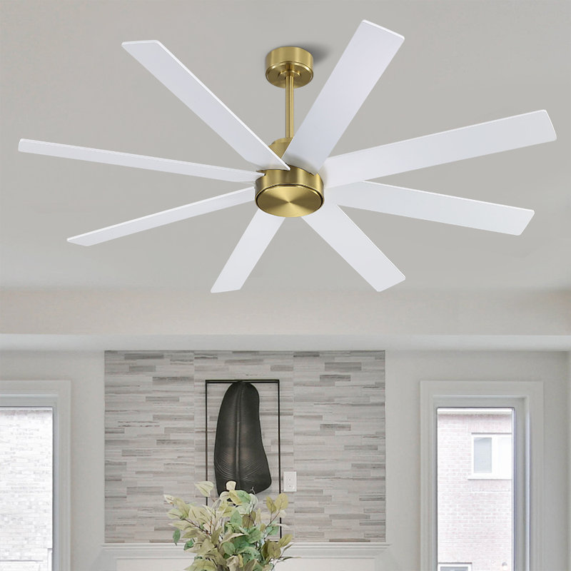 Ventilateur de plafond 8 pales avec télécommande, Noir avec pales noires, 72"