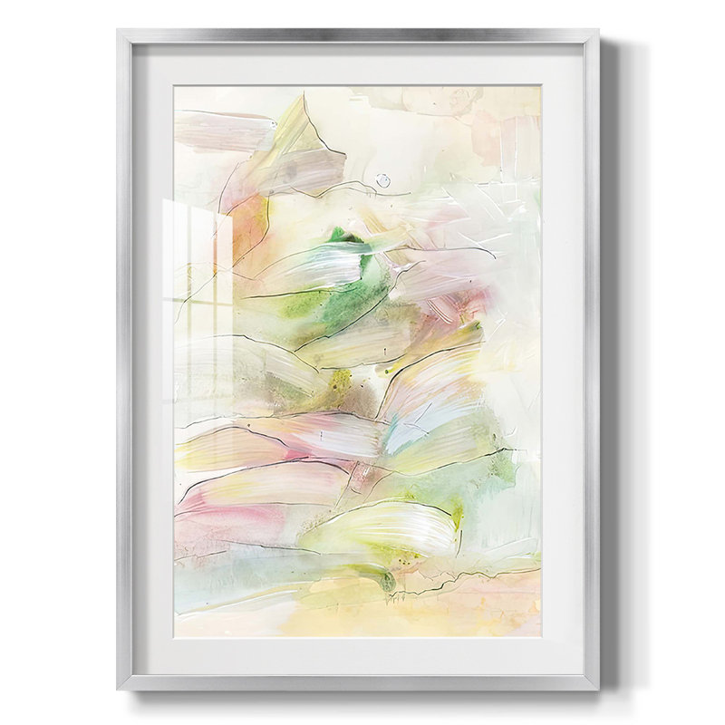 «Colorful Coalescence I», reproduction encadrée, Blanc, Papier avec cadre argenté