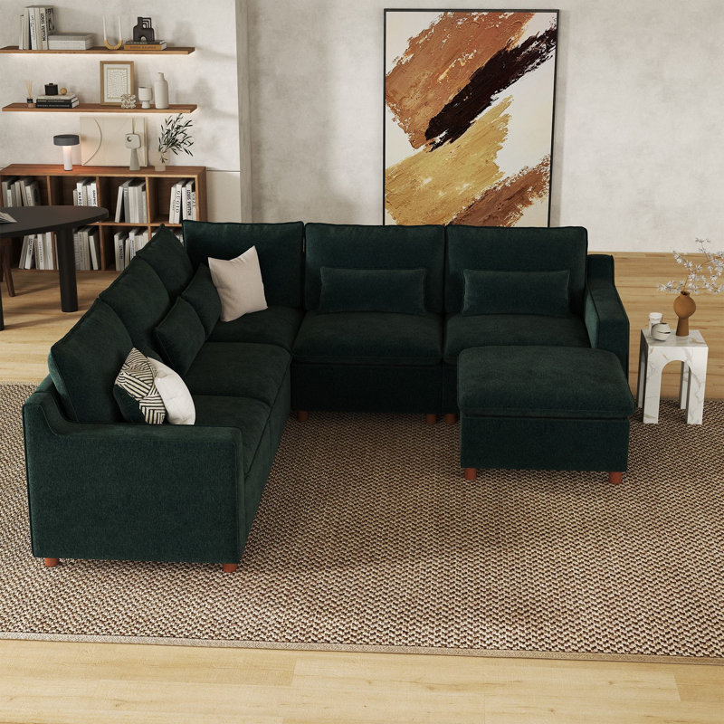 Canapé modulaire 5 places French Seam, Green