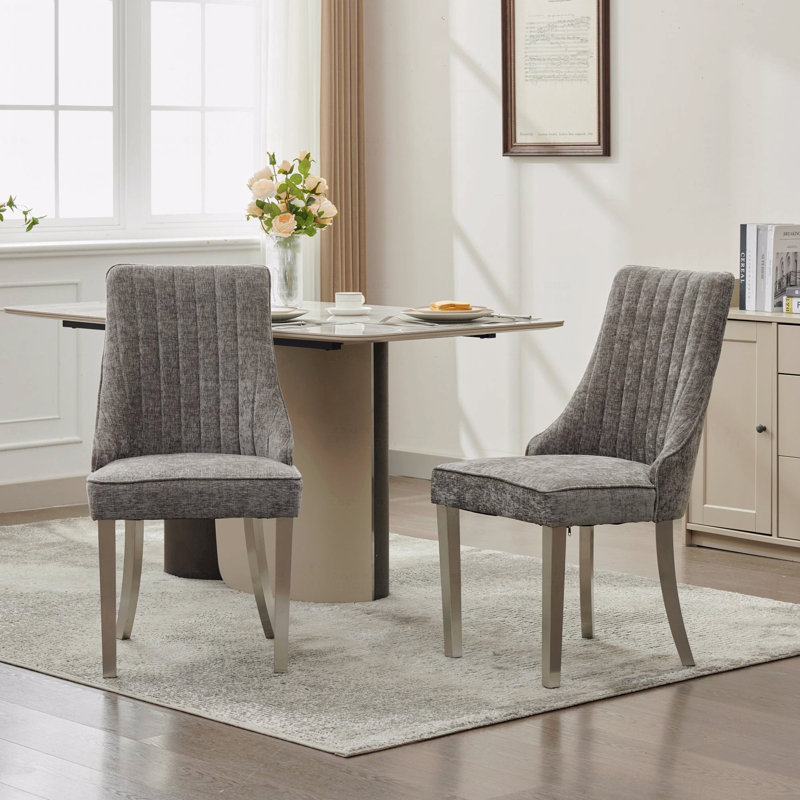 Chaise d'appoint Chenille, Argent argent, Gris