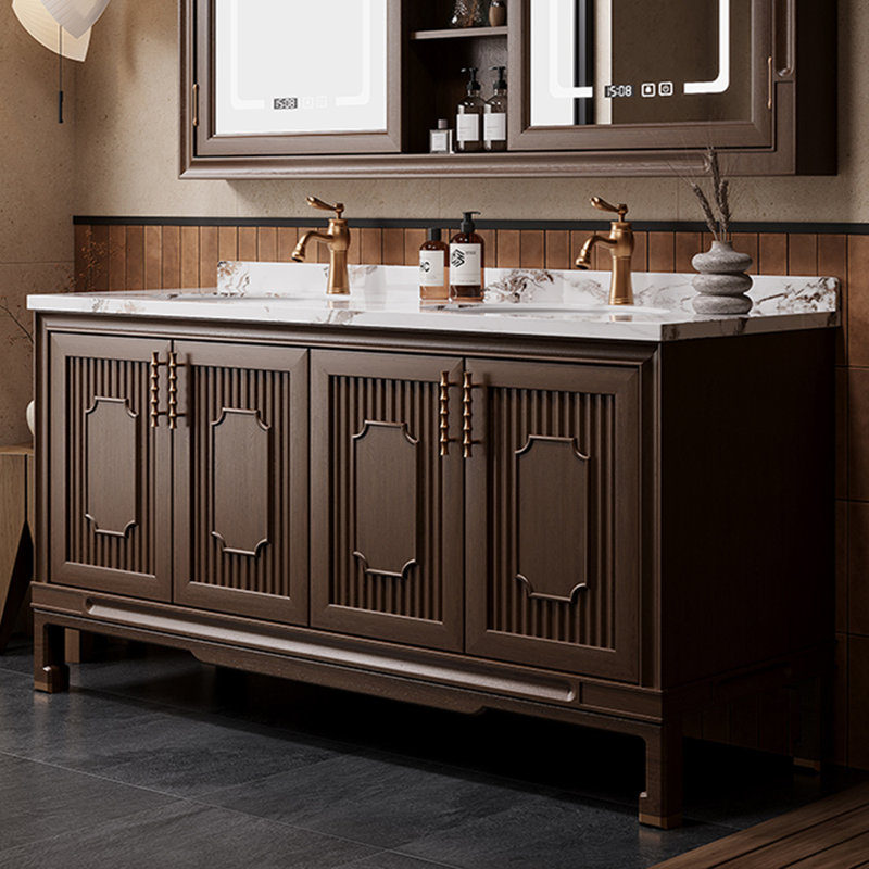 Armoire de salle de bain rétro chinoise, H 31,5 po x l 59 po x P 21,7 po