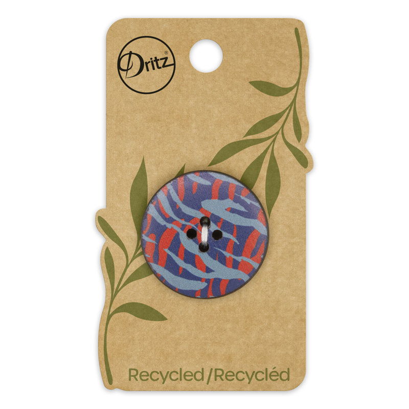 Bouton rond en cuir recyclé Dritz, 30 mm, imprimé multicolore, 3 boutons, Violet / rouge / bleu bébé