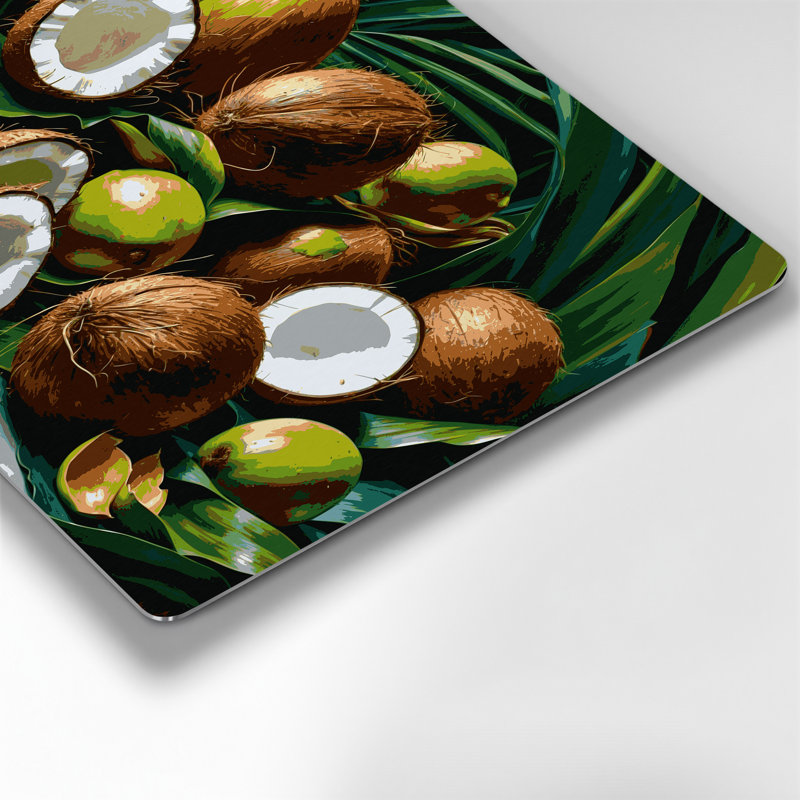 Fruit, noix de coco, art mural en métal brun, H 11 po x l 14 po