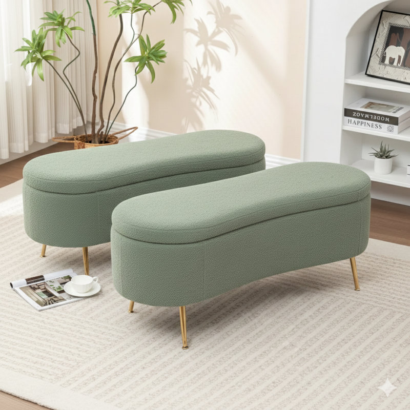 Kaybree Upholstered Storage Bench, Green