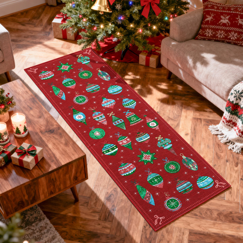 Christmas Area Rug Living Room Rugs Washable Rug Soft Neutral Boho Bohemian Farmhouse Rug Indoor Floor Carpet for Bedroom Under Dining Table Home Office Decor