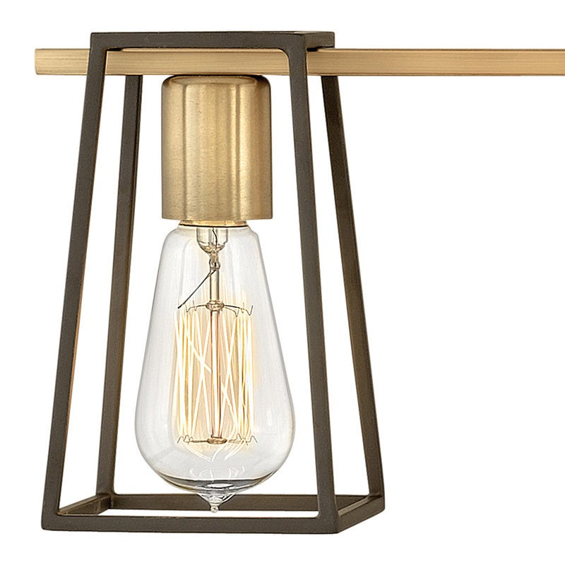 4-Light Open Cage Bath Vanity Fixture, Oil Rubbed Bronze/Heritage Brass