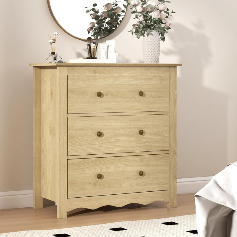 31.49" Wave Design 3-Drawer Nightstand