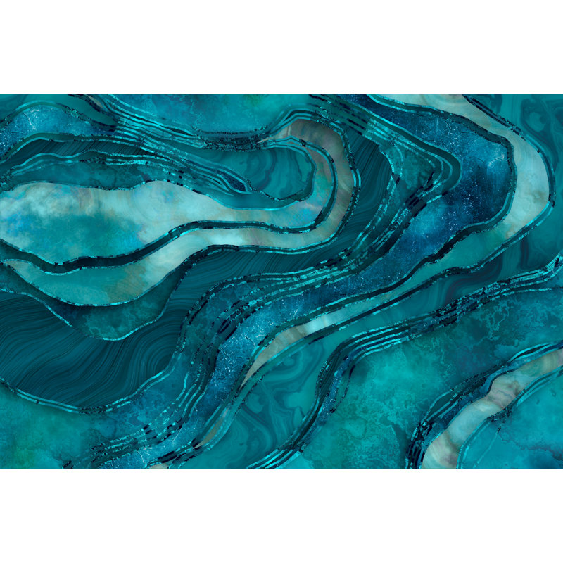«Glamour Marble Amber Turquoise» par Andrea Haase, reproduction d'art sur toile tendue, H 8 po x l 12 po