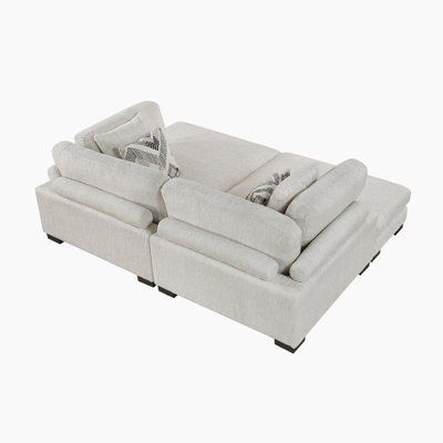 Chaise longue modulaire moderne 90 po avec tissu en microfibre Brinsley, coussins réversibles et 4 coussins