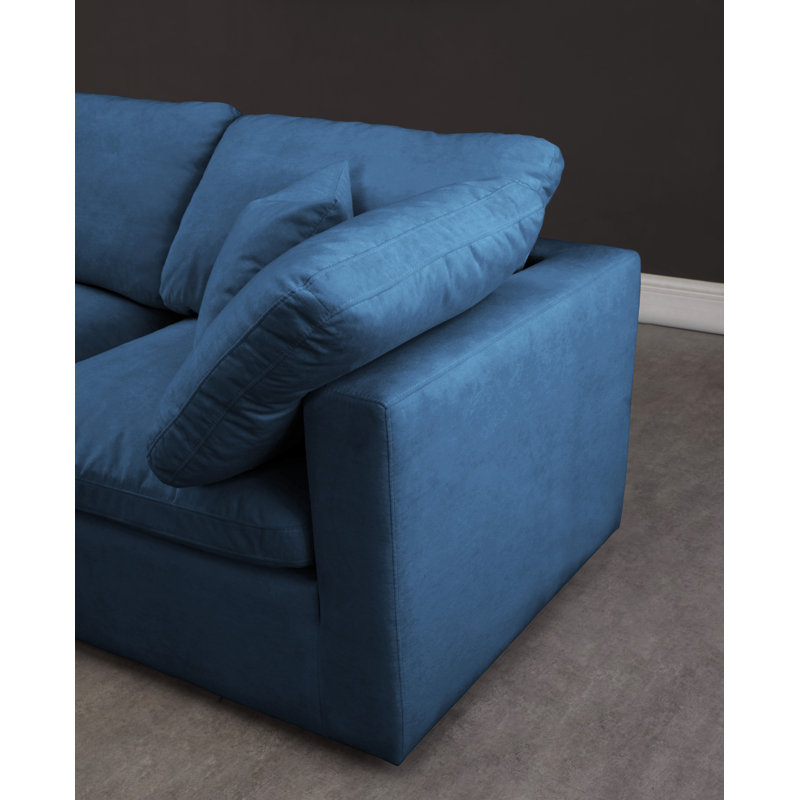Jocqua Velvet L-Shaped Sectional Reversible, Navy Velvet