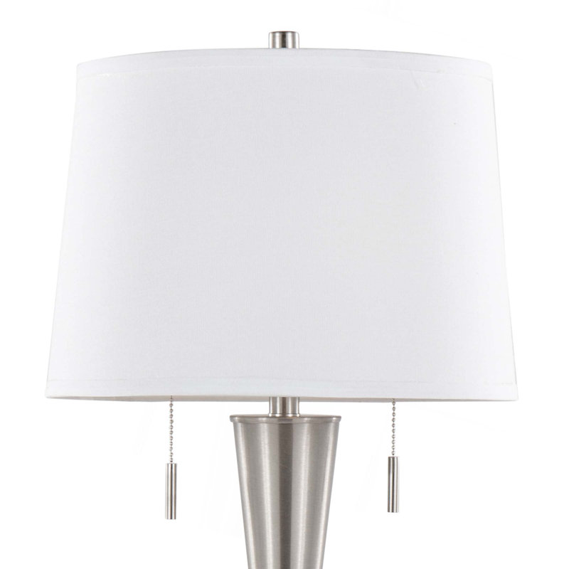 Jules 30.25" Contemporary Metal Table Lamp In Brushed Nickel With White Linen Shade And Built-In Usb Port From Grandview Gallery - Set Of 2