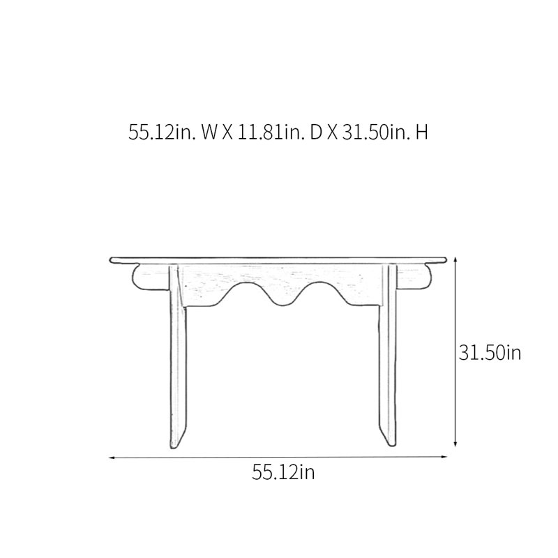 Console Retro Minimalist Art, H 31,5 po x l 55,12 po x P 11,81 po, Noir, noir, noir, noir, Bois naturel