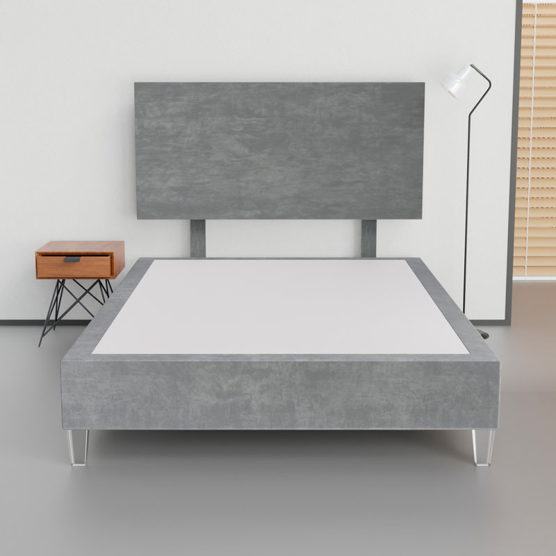 Structure de lit / sommier tapissier en bois de 15 po de qualité supérieure avec tête de lit, pieds en acrylique durables et élégants, options de couleurs multiples