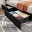 Bed Frame With 4 Storage Drawers, Linen Upholstered Platform Bed Frame With Headboard And Footboard-595089387-595089381