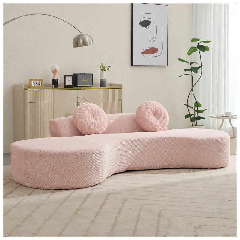 Canapé courbé de 105,5 po, canapé minimaliste moderne, canapé de 3 à 4 places avec 2 coussins, chambre à coucher, sans assemblage requis, velours côtelé en forme de point (anti-froissement)