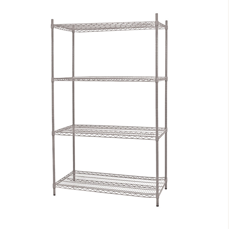 Tablettes en fil avec 4 couches avec poteau, Chrome, H 74 po x l 60 po x P 18 po