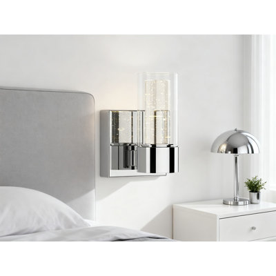 Applique murale moderne 1 lumière avec verre à DEL intégré et de qualité supérieure, luminaire intérieur / extérieur pour la cuisine, le couloir, le vestibule, la chambre à coucher et le salon