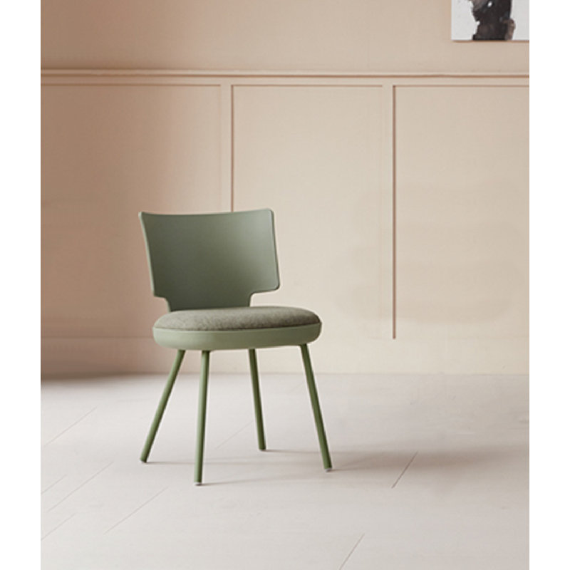 Chaise de salle à manger rembourrée en plastique moderne et simple, Vert
