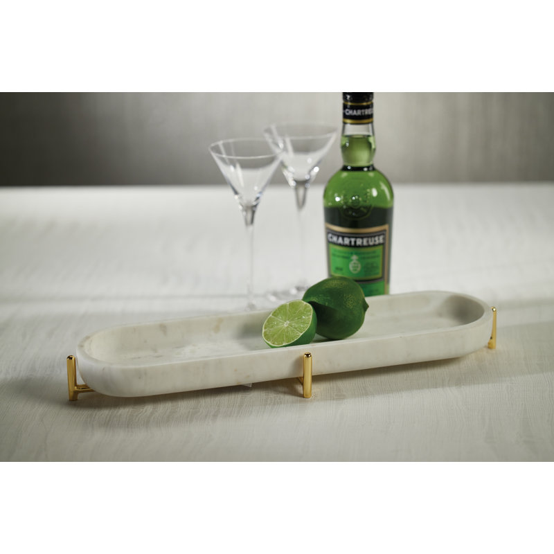 Parteek Marble Tray, 1.75" H x 18" W x 5.25" D