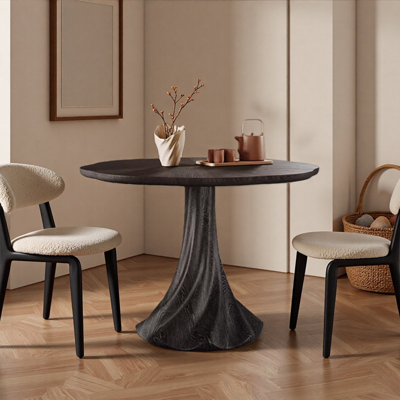 Table ronde noire exquise de style français, H 29,52 po x L 39,37 po x l 39,37 po