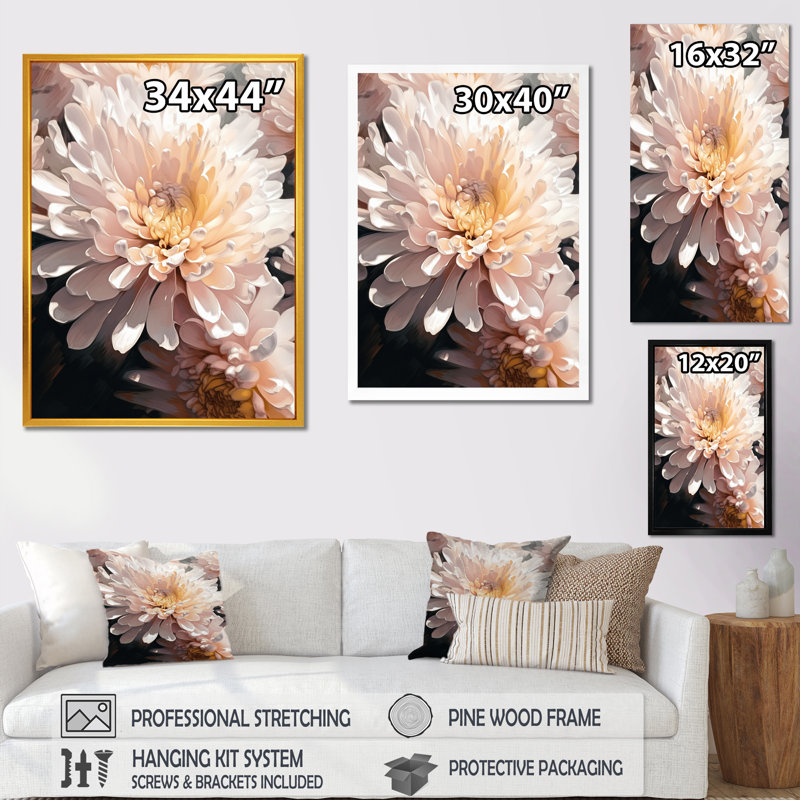 «Dynamic Mums Flowers II», reproduction, Cadre photo noir, H 20 po x l 12 po x P 1 po