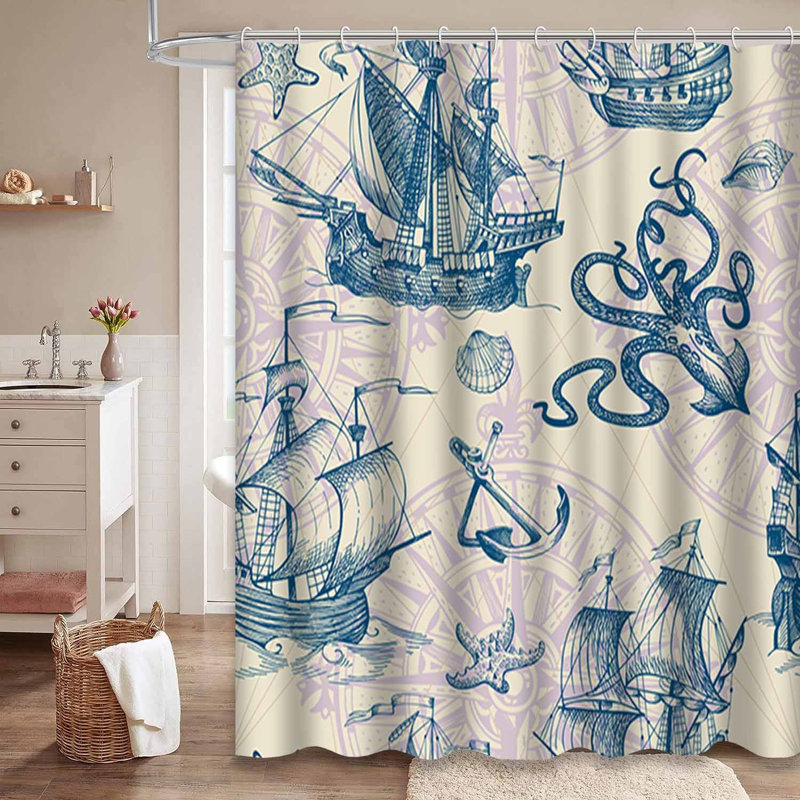 Rideau de douche imperméable avec 12 crochets, L 72 po x l 72 po