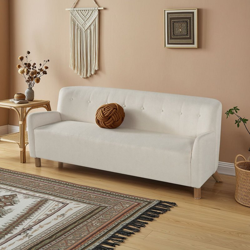 Canapé capitonné trois places, Beige