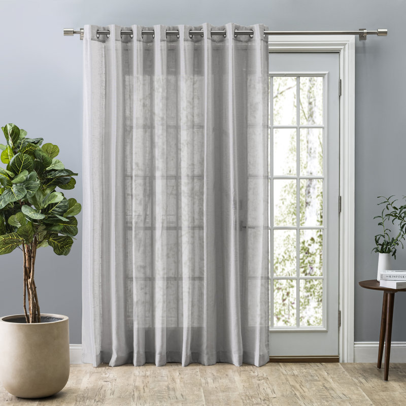 Jeffry Premium Touch of Linen Semi-Sheer Grommet Curtain Panel, Gray