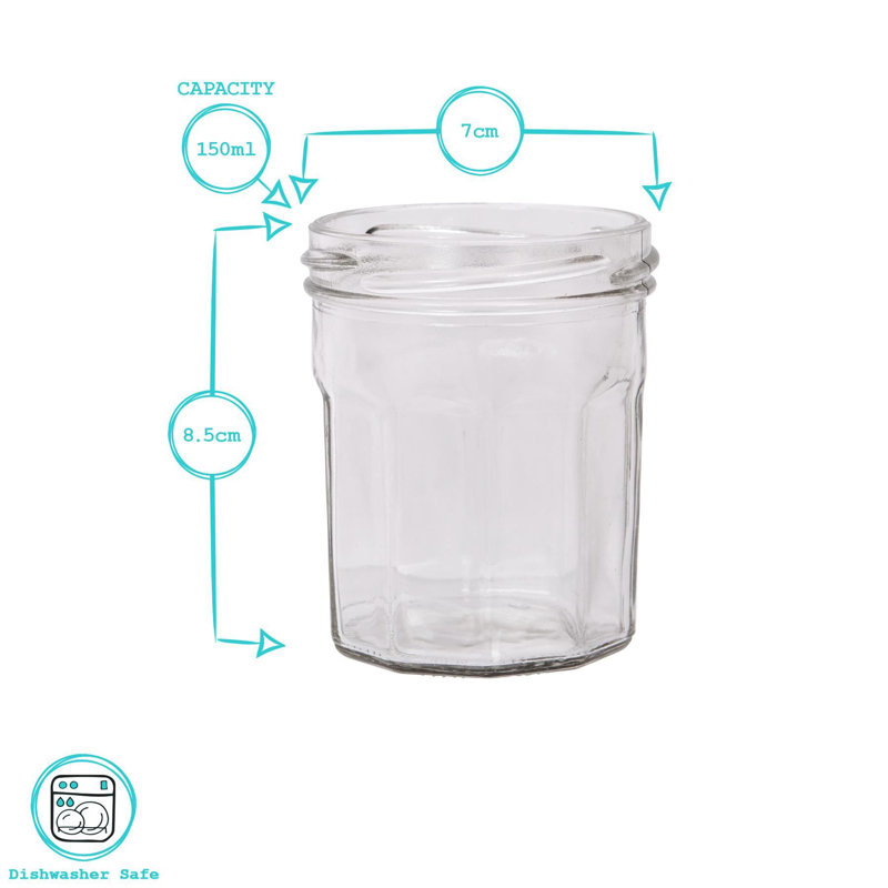 Argon Tableware  Glass Preserving Jars, Blue Gingham, 150ml