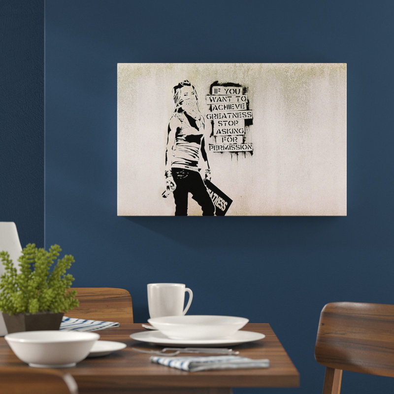 Banksy No.7 1 Piece Wall Art on Canvas, 80cm H x 100cm W x 2cm D