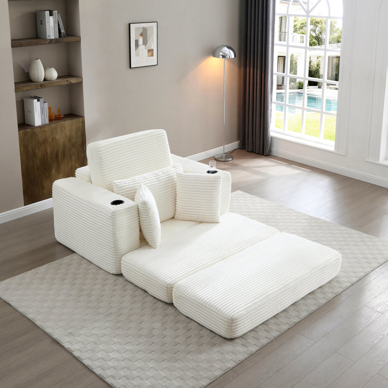 Canapé-lit 52 po en os surdimensionné de 52,4 po pour grand lit, confortable et confortable, Beige