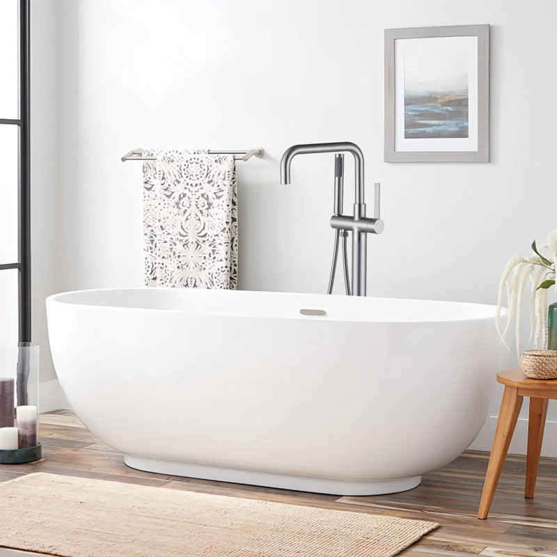 Single-handle Freestanding Tub Faucet With Hand Shower In.brushed Nickel, Brushed Nickel