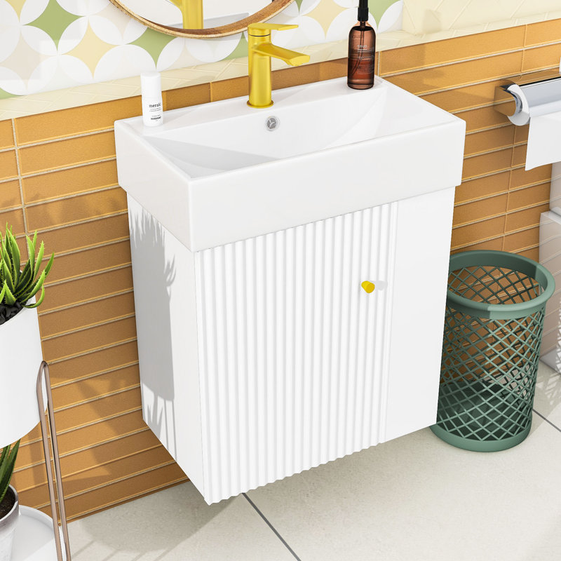 Meuble-lavabo 21,6 po avec lavabo en céramique, Blanc